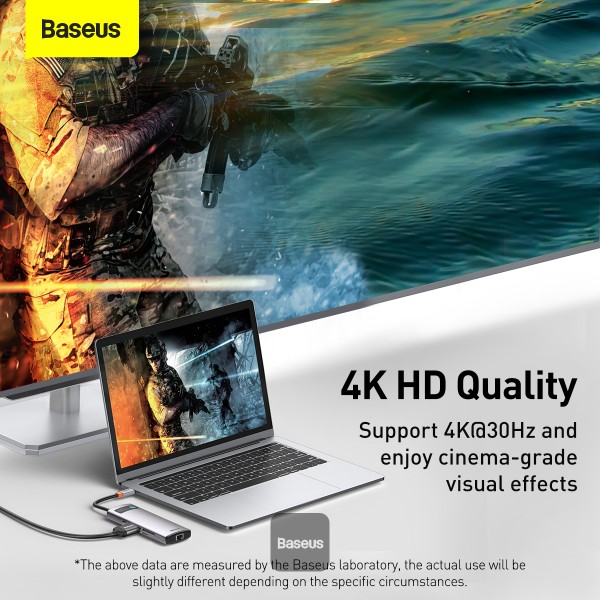 Baseus USB-C Multi-Port Hub 3xUSB + HDMI1.4 + RJ45 + Card Reader + 1xUSB-C with Power Delivery 8